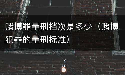 赌博罪量刑档次是多少（赌博犯罪的量刑标准）