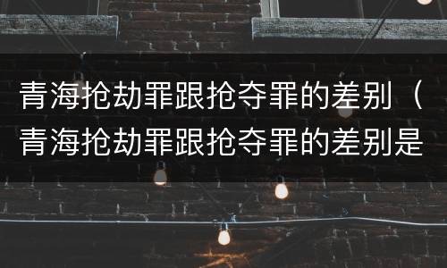 青海抢劫罪跟抢夺罪的差别（青海抢劫罪跟抢夺罪的差别是什么）