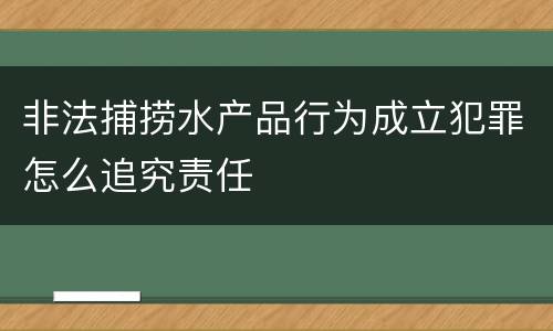 非法捕捞水产品行为成立犯罪怎么追究责任