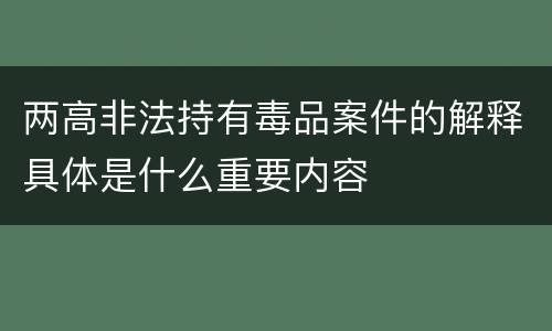 两高非法持有毒品案件的解释具体是什么重要内容