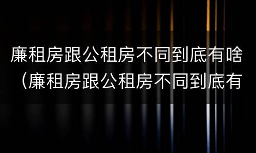 廉租房跟公租房不同到底有啥（廉租房跟公租房不同到底有啥影响）