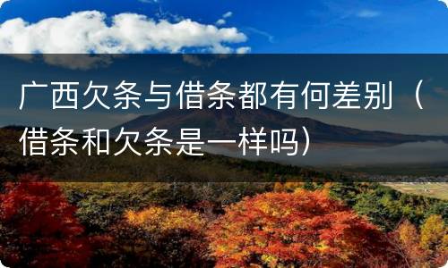 广西欠条与借条都有何差别(借条和欠条是一样吗) 广西欠条与借条都有何差别(借条和欠条是一样吗)