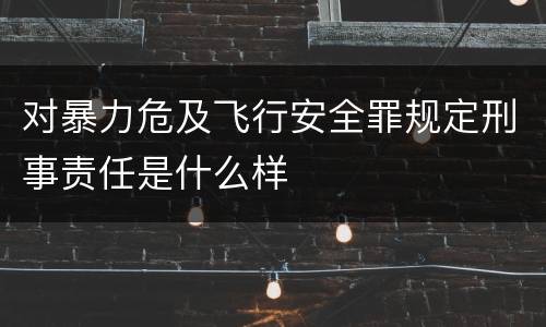 对暴力危及飞行安全罪规定刑事责任是什么样
