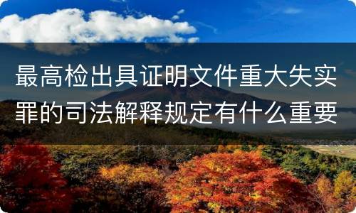 最高检出具证明文件重大失实罪的司法解释规定有什么重要内容