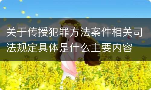 关于传授犯罪方法案件相关司法规定具体是什么主要内容