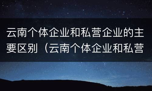 云南个体企业和私营企业的主要区别（云南个体企业和私营企业的主要区别是什么）