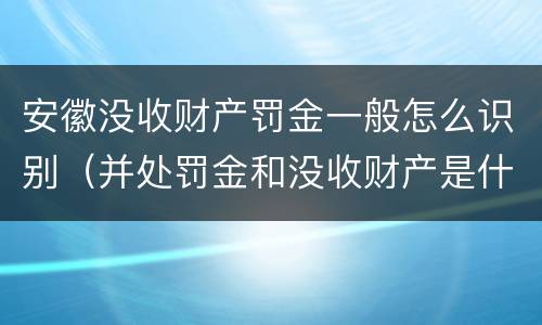 安徽没收财产罚金一般怎么识别（并处罚金和没收财产是什么意思）