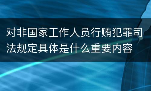 对非国家工作人员行贿犯罪司法规定具体是什么重要内容