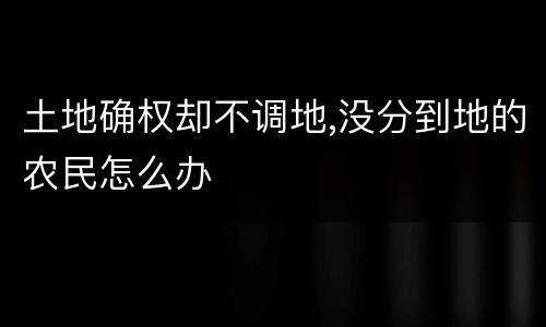 土地确权却不调地,没分到地的农民怎么办