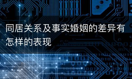 同居关系及事实婚姻的差异有怎样的表现