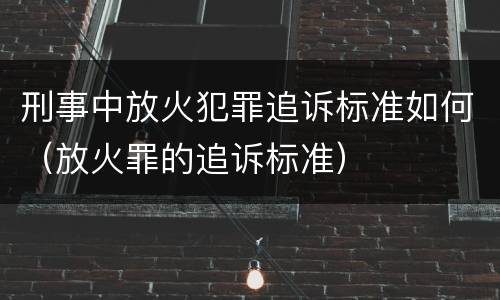 刑事中放火犯罪追诉标准如何（放火罪的追诉标准）