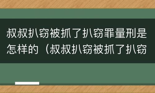 叔叔扒窃被抓了扒窃罪量刑是怎样的（叔叔扒窃被抓了扒窃罪量刑是怎样的标准）