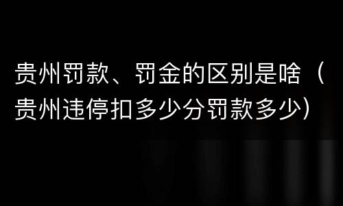 贵州罚款、罚金的区别是啥（贵州违停扣多少分罚款多少）