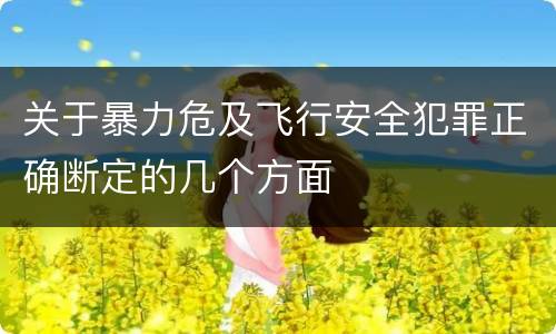 关于暴力危及飞行安全犯罪正确断定的几个方面