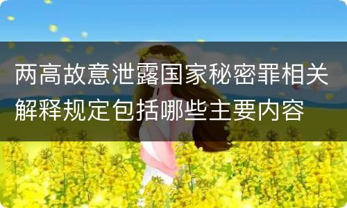 两高故意泄露国家秘密罪相关解释规定包括哪些主要内容