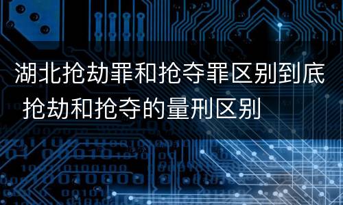 湖北抢劫罪和抢夺罪区别到底 抢劫和抢夺的量刑区别