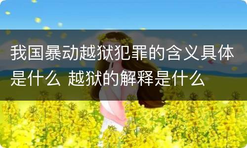 我国暴动越狱犯罪的含义具体是什么 越狱的解释是什么