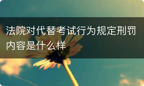 法院对代替考试行为规定刑罚内容是什么样