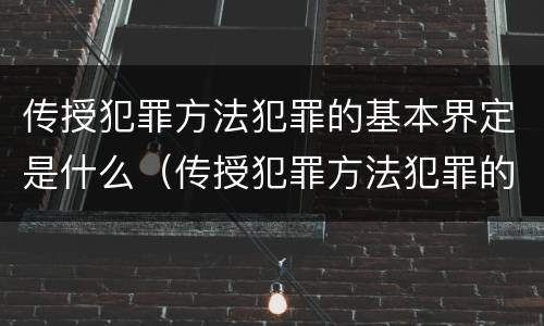 传授犯罪方法犯罪的基本界定是什么（传授犯罪方法犯罪的基本界定是什么意思）