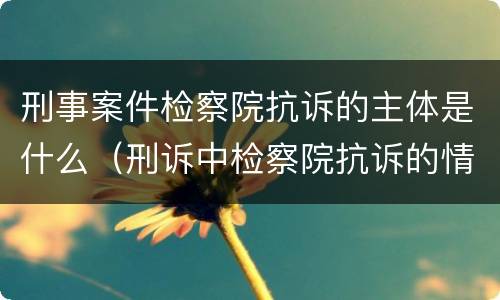 刑事案件检察院抗诉的主体是什么（刑诉中检察院抗诉的情形）