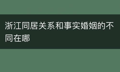 浙江同居关系和事实婚姻的不同在哪