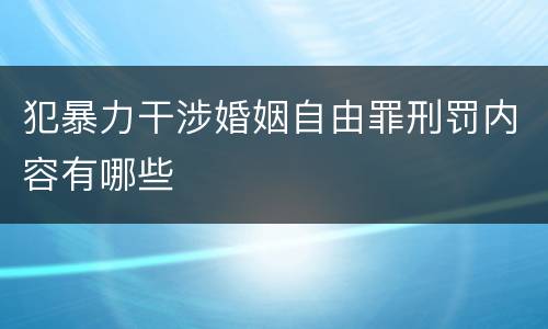 犯暴力干涉婚姻自由罪刑罚内容有哪些