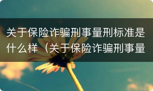 关于保险诈骗刑事量刑标准是什么样（关于保险诈骗刑事量刑标准是什么样的规定）