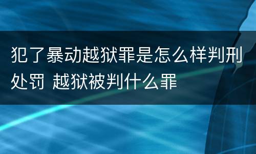 犯了暴动越狱罪是怎么样判刑处罚 越狱被判什么罪