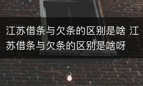 江苏借条与欠条的区别是啥 江苏借条与欠条的区别是啥呀