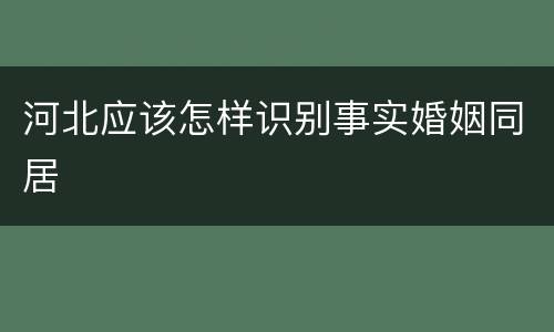 河北应该怎样识别事实婚姻同居