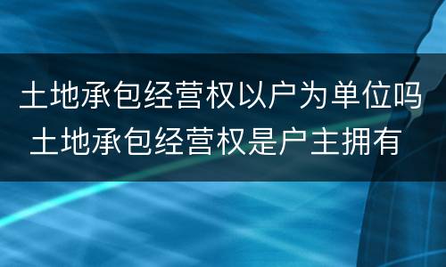 土地承包经营权以户为单位吗 土地承包经营权是户主拥有