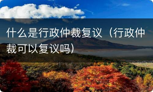 什么是行政仲裁复议（行政仲裁可以复议吗）