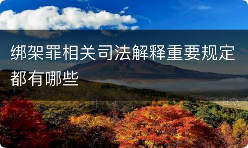 绑架罪相关司法解释重要规定都有哪些