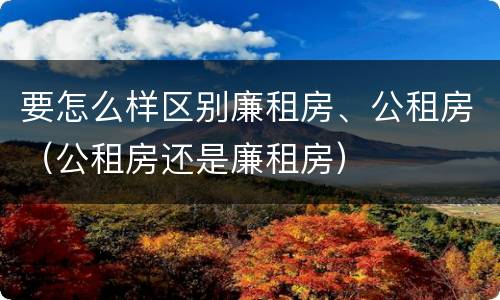 要怎么样区别廉租房、公租房（公租房还是廉租房）