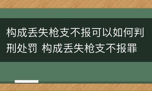 构成丢失枪支不报可以如何判刑处罚 构成丢失枪支不报罪