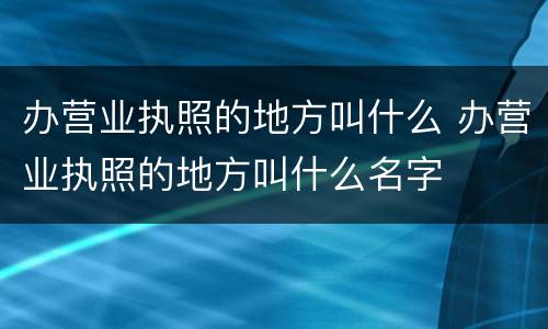 办营业执照的地方叫什么 办营业执照的地方叫什么名字
