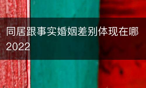 同居跟事实婚姻差别体现在哪2022
