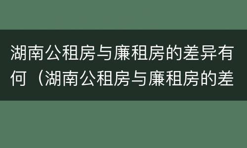 湖南公租房与廉租房的差异有何（湖南公租房与廉租房的差异有何意义）