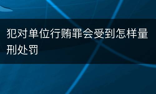 犯对单位行贿罪会受到怎样量刑处罚