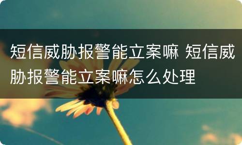 短信威胁报警能立案嘛 短信威胁报警能立案嘛怎么处理