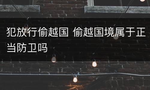 犯放行偷越国 偷越国境属于正当防卫吗