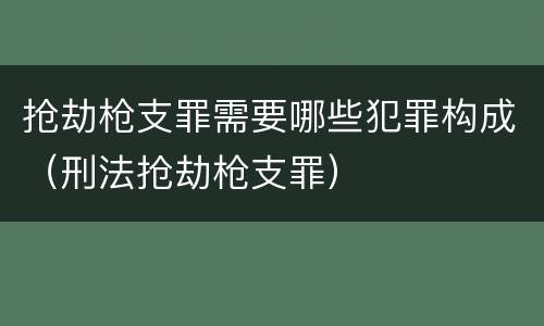 抢劫枪支罪需要哪些犯罪构成（刑法抢劫枪支罪）