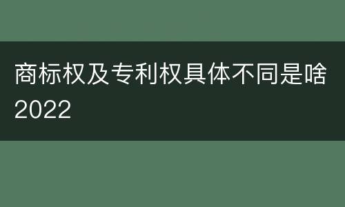 商标权及专利权具体不同是啥2022