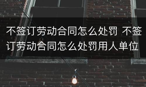 不签订劳动合同怎么处罚 不签订劳动合同怎么处罚用人单位