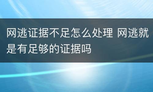 网逃证据不足怎么处理 网逃就是有足够的证据吗