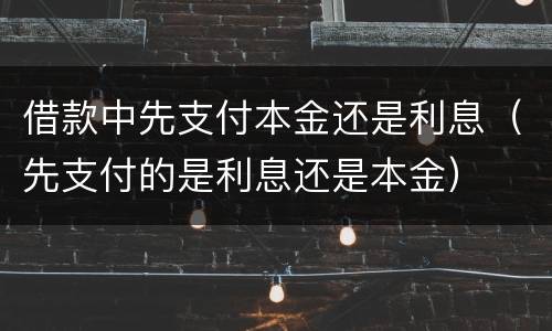 借款中先支付本金还是利息（先支付的是利息还是本金）