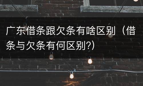 广东借条跟欠条有啥区别（借条与欠条有何区别?）