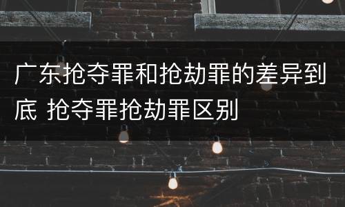 广东抢夺罪和抢劫罪的差异到底 抢夺罪抢劫罪区别