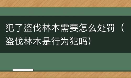 犯了盗伐林木需要怎么处罚（盗伐林木是行为犯吗）