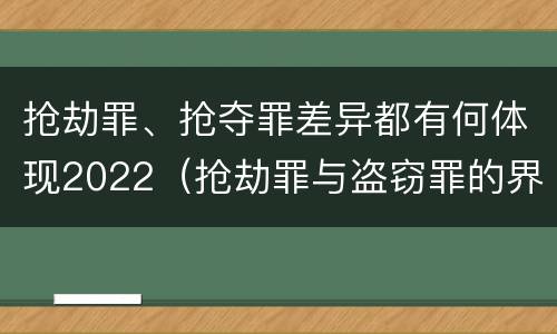 抢劫罪、抢夺罪差异都有何体现2022（抢劫罪与盗窃罪的界限）